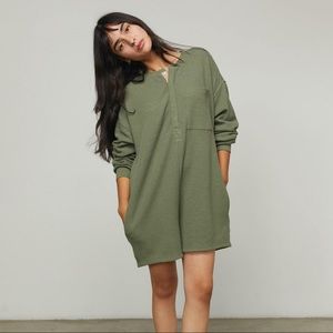 Lunya Restore Green Waffle long sleeve Thermal Romper